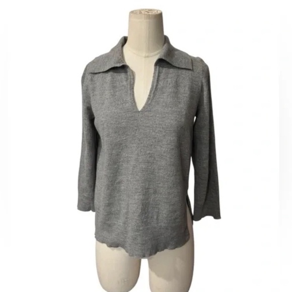 LESET V Neck Sweater Gray - Picture 1 of 5